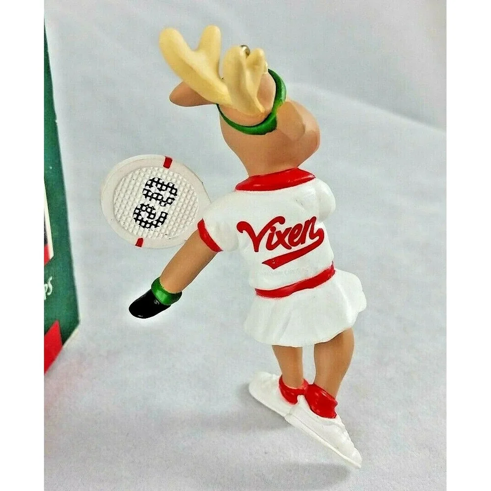 1989‎ Hallmark Keepsake Ornament Reindeer Champs Vixen Tennis Player Racket